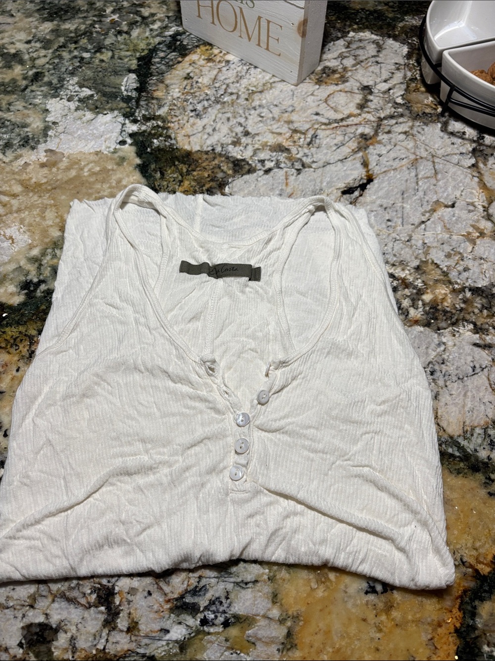 Off-White Ribbed Button-Front Camisole